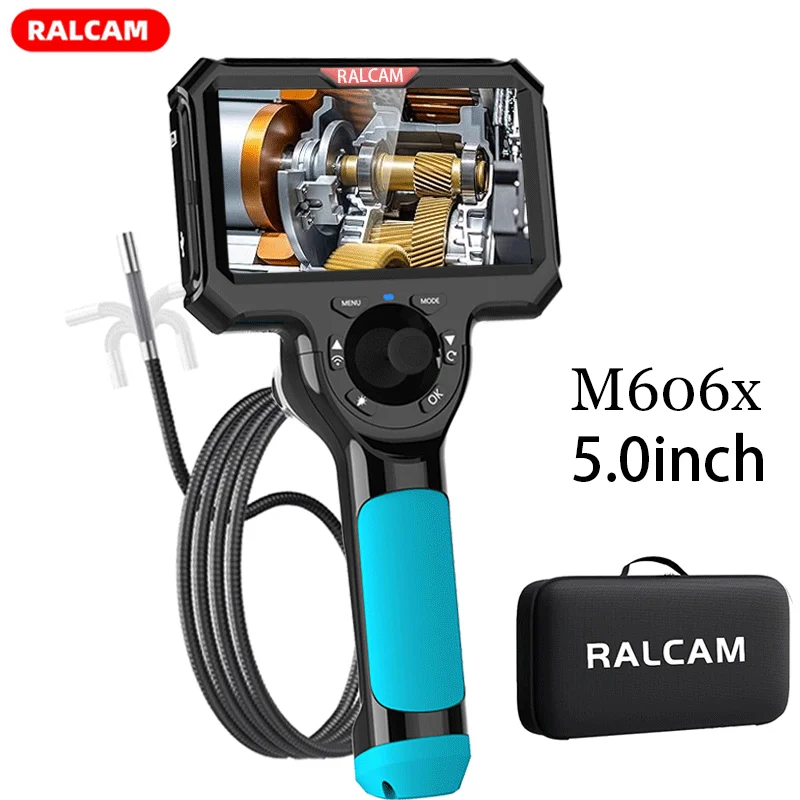 

4-Way Articulating Borescope, Ralcam Joystick 5" Endoscope Camera with Light, 6.2mm Snake Inspection Camera for Pipe inspection