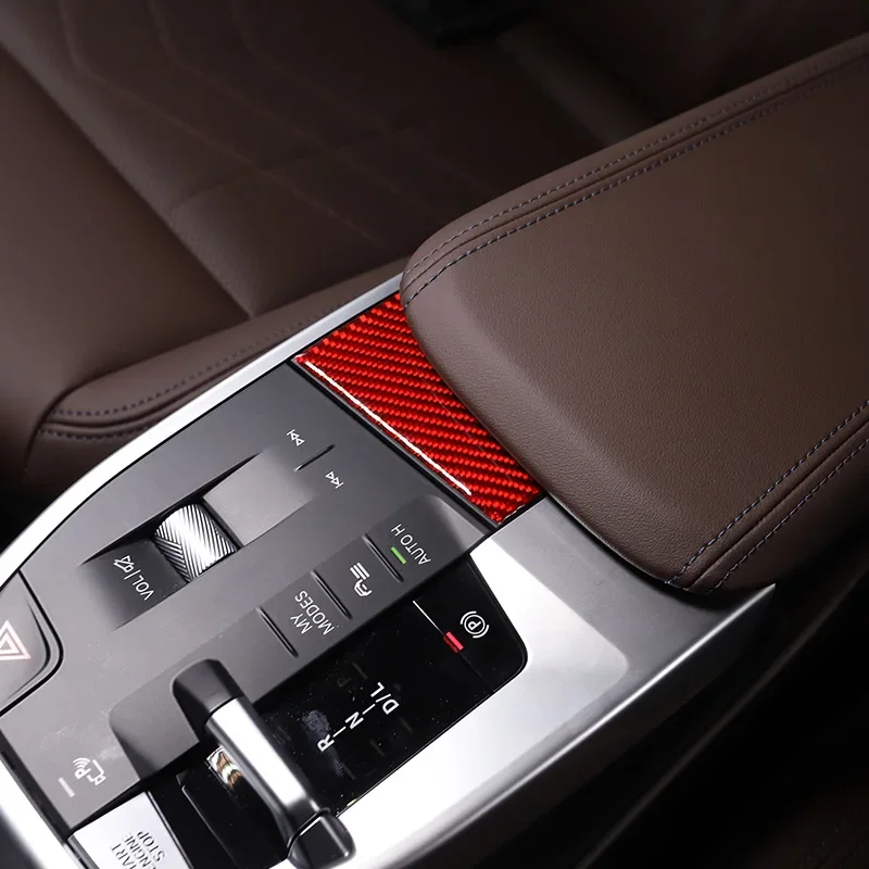 For BMW X1 iX1 U11 2023-2024 Soft Carbon Fiber Car Automotive Center Control Armrest Switch Cover Trim Sticker Car Accessories