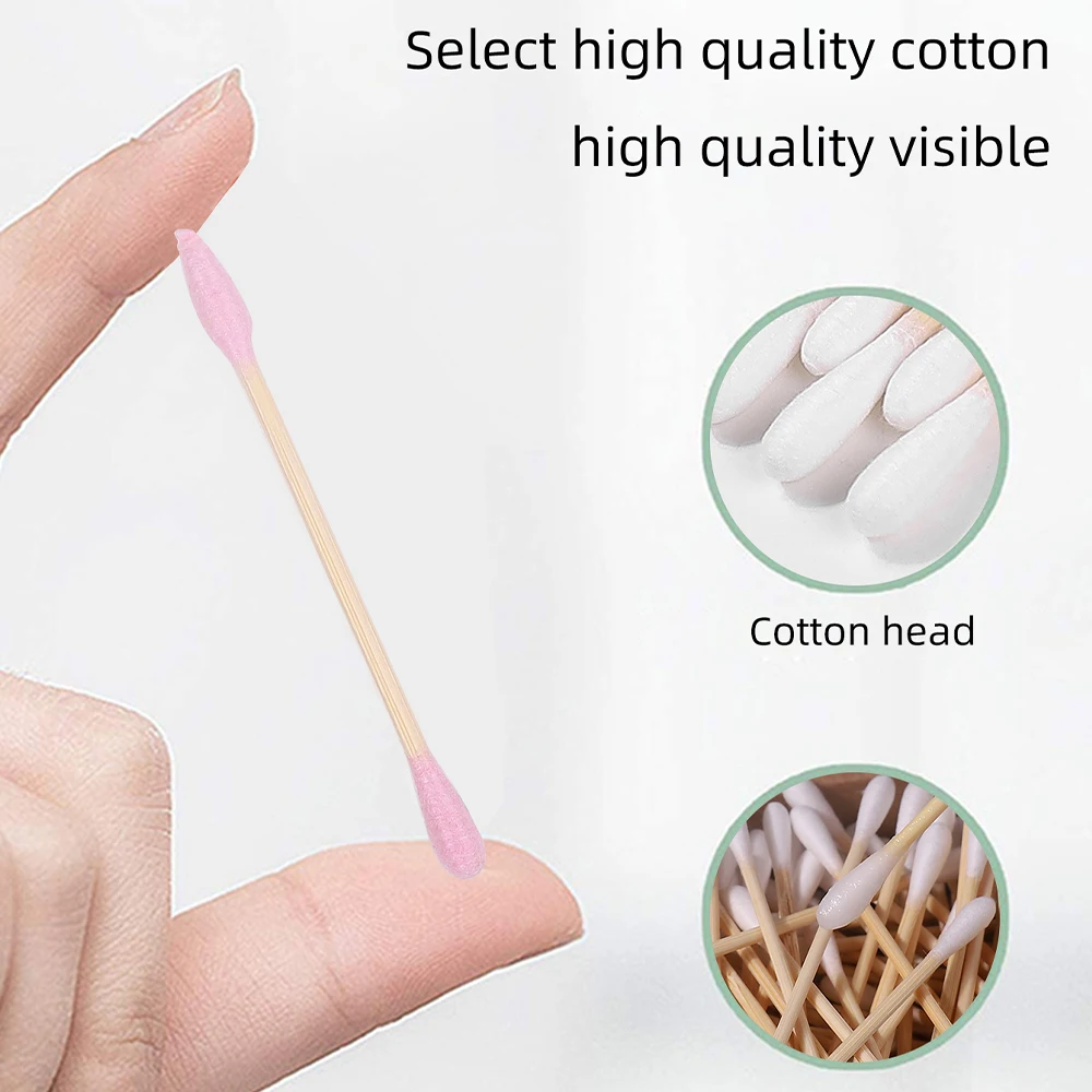 200 Pcs Double Head Cotton Swab Beauty And Health Makeup Cotton Buds Tip For Wood Sticks Nose Ears Cleaning Health Care Tools