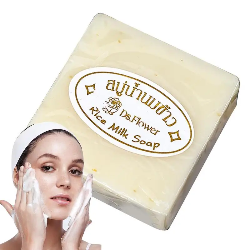 Thai Rice Soap Brightening Handmade Goat Milk Soap Body Cleansing Soap Gentle Moisturizing Natural Rice Milk Soap For Face Hand