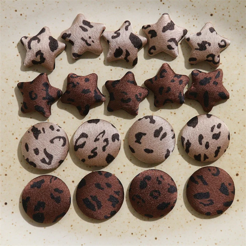 

Новинка, 100 шт./лот, леопардовый принт, геометрические круглые звезды, тканевые украшения, кабошон, бусины, ювелирные изделия «сделай сам», аксессуары для волос, одежда
