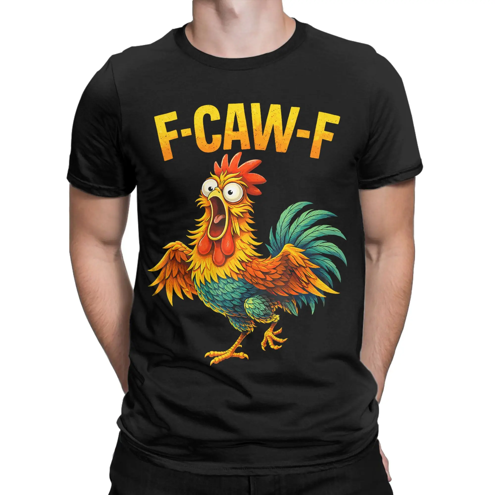 Men's F Caw F Rooster Funny Bird Chicken Whisperer Fawk T Shirts Clothes Fashion Short Sleeve Round Collar Tees T-Shirts