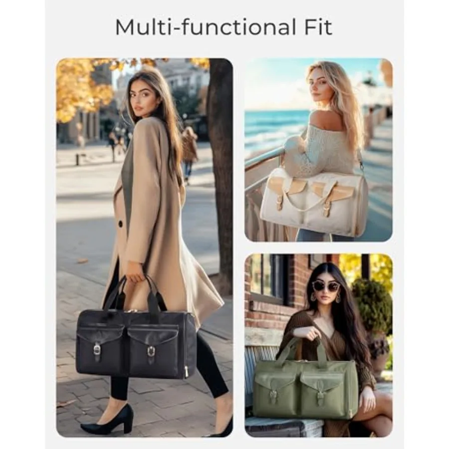 Duffel Bag for Women, Vintage Weekender Bag, Overnight Gym Carry on Personal Item for Travel,,Water-Resistant, 18.9x9.6x11.8 In