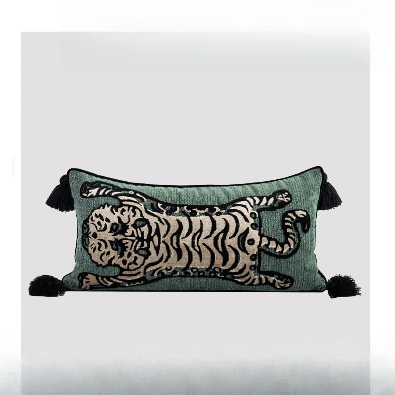 High-end fringed cushion throw pillow model room sofa waist pillow