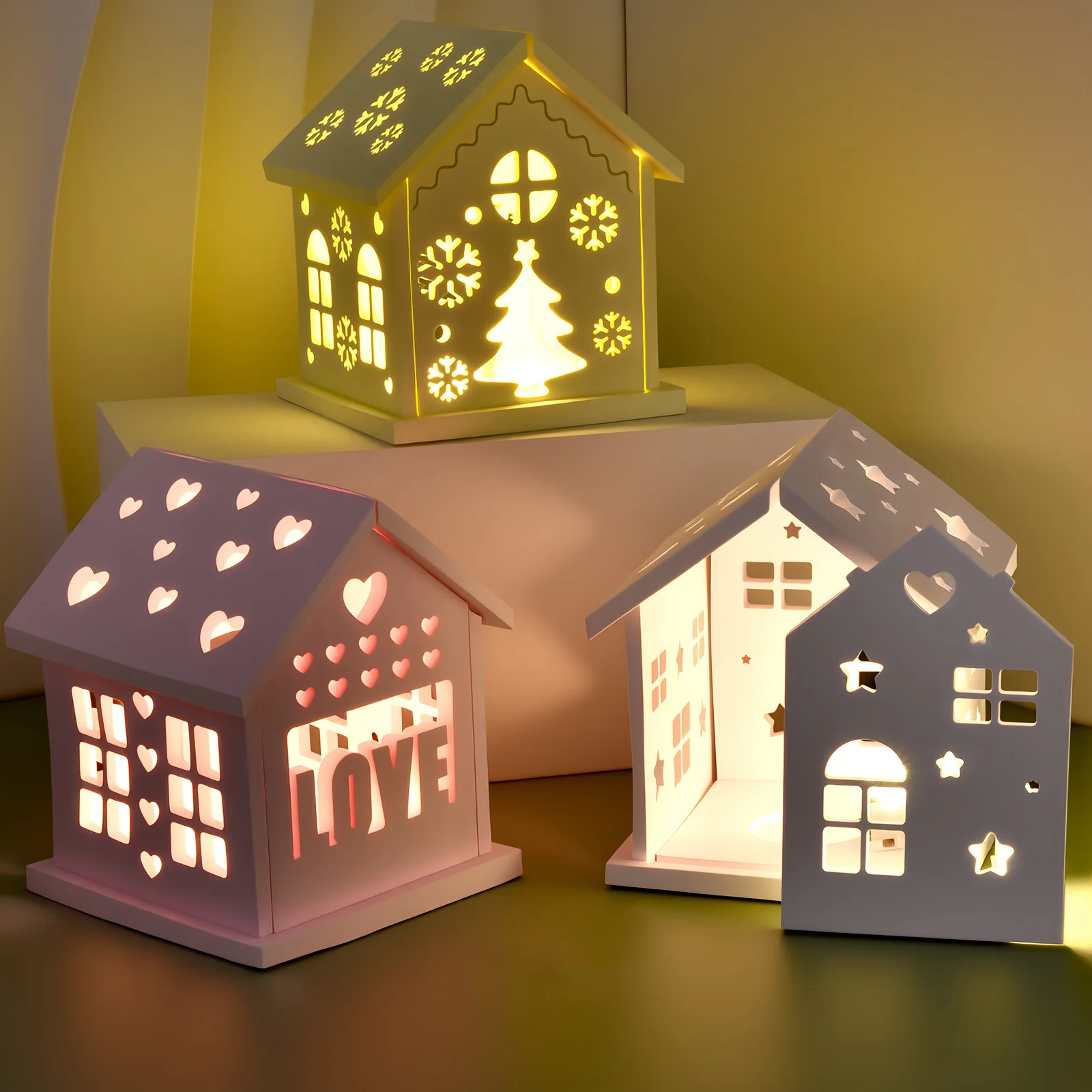 3D House Silicone Mold DIY Christmas Tree Love Star House Ornament Decor Plaster Epoxy Resin Candle Holder Mold Crafts Making - view 4