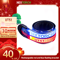 NEXTORCH UT51 Sports light emitting bracelet LED police wrist ring red and blue flash 360 degree light night running cycling