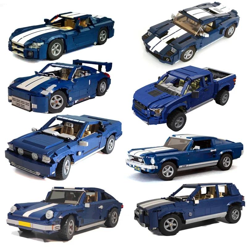 

2023 NEW MOC 10265 Mustang Shelby GT500 GT04 Building Block Car Diablo Gallardo F40 SUV Couper Pickup Truck Brick Model DIY Toys