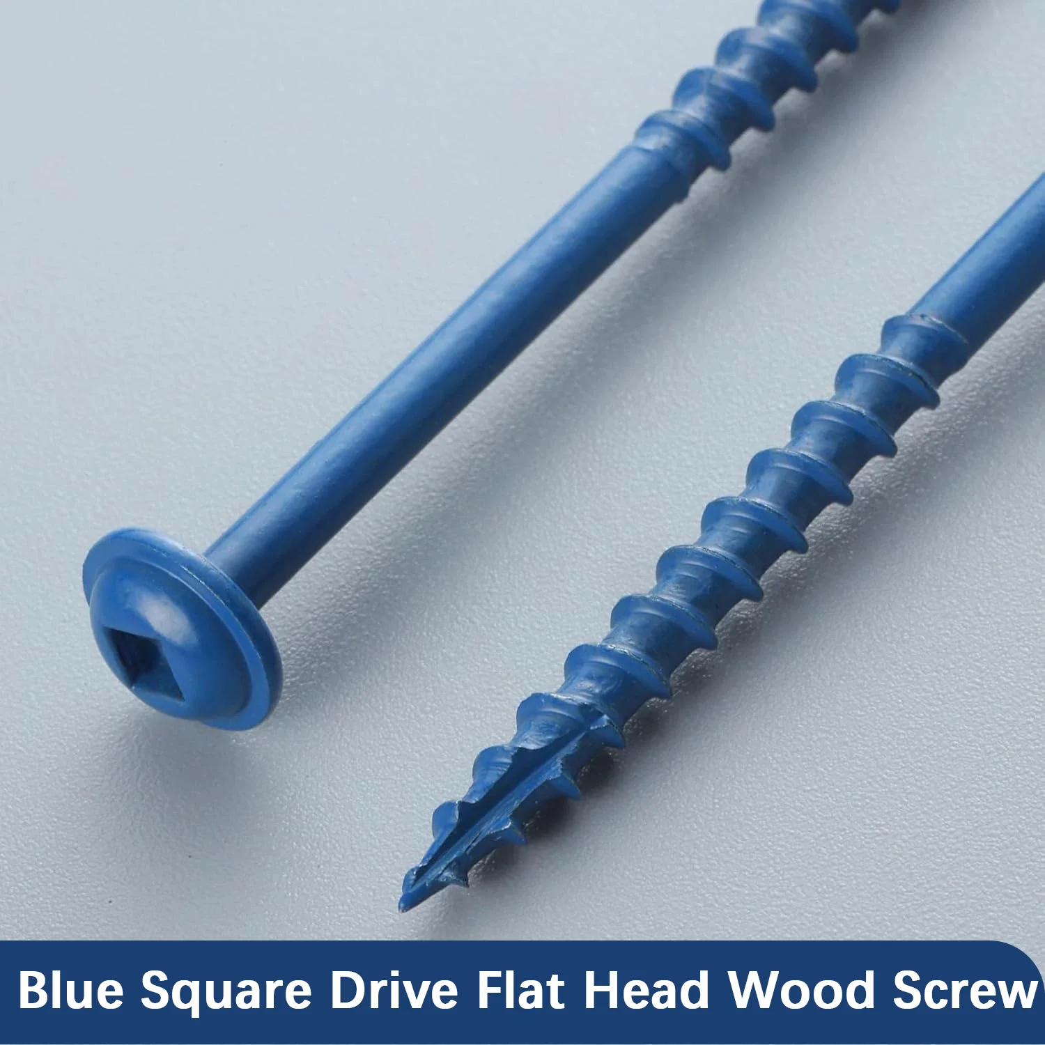 50-200Pcs Blue Square Drive Flat Head Wood Screws, Rustproof Countersunk Screws for Furniture Woodworking DIY