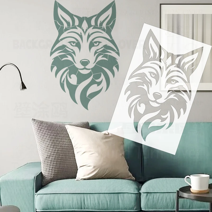 

48 см-80 см настенный трафарет для гипсового шаблона, предметы интерьера мебели для рисования, кирпичного декора, декоративная голова лисы, абстрактная S570