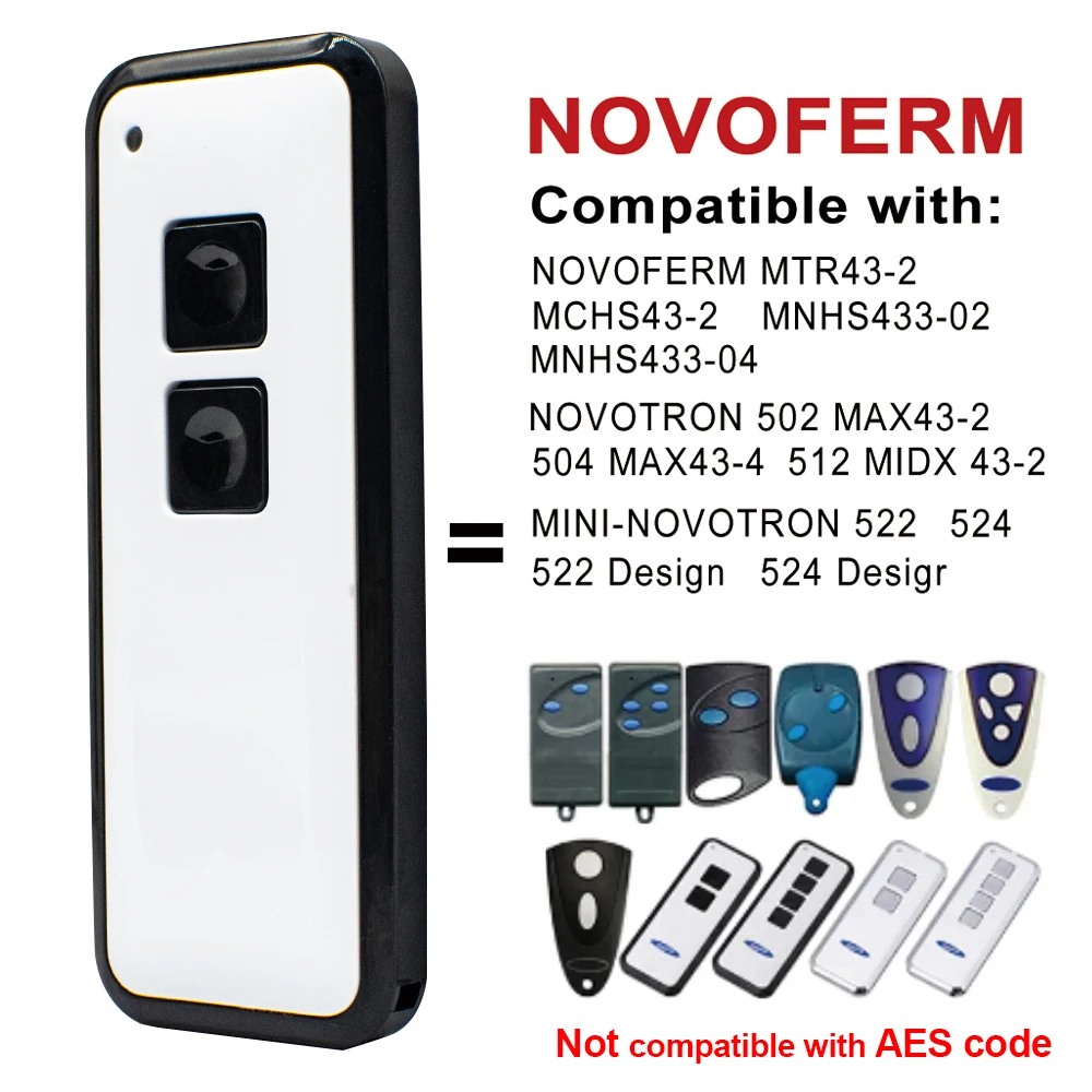 NOVOFERM NOVOTRON 524 522 Remote Control Garage Door OpeneNOVOFERM NOVOTRON 524 52r Keychain 433MHz Not compatible with AES code