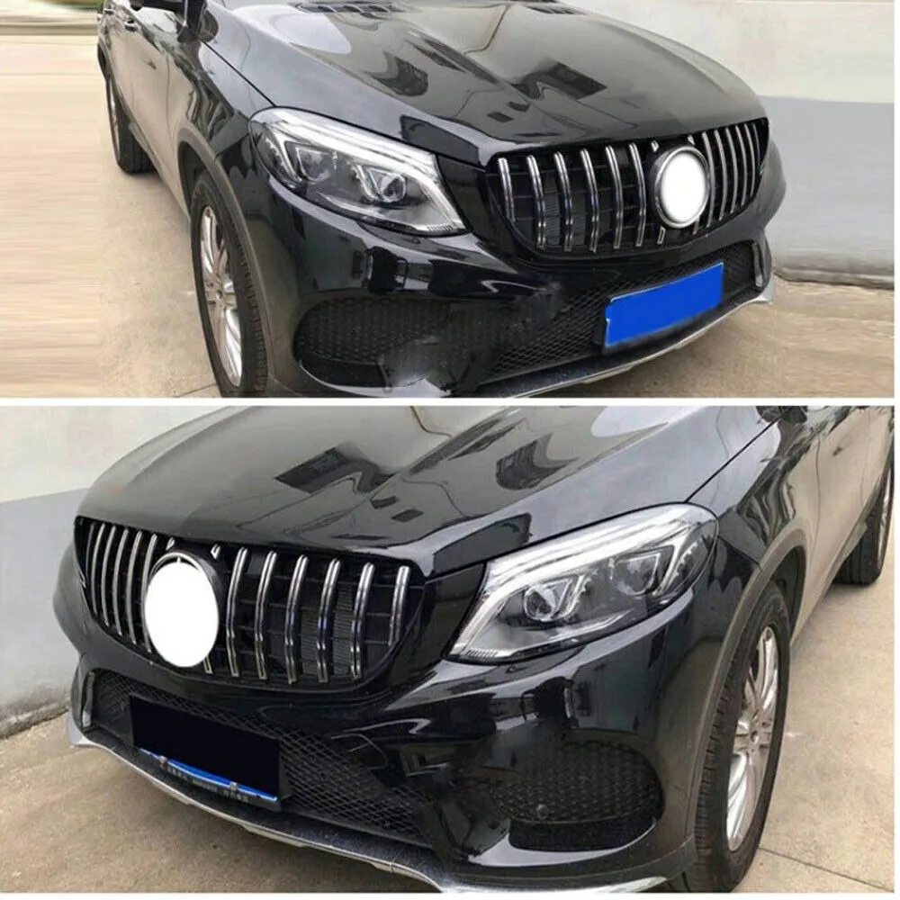 GT Front Grille For 2016-2019 Mercedes W166 GLE400 GLE500 GLE43 AMG Chorme+Black  United States