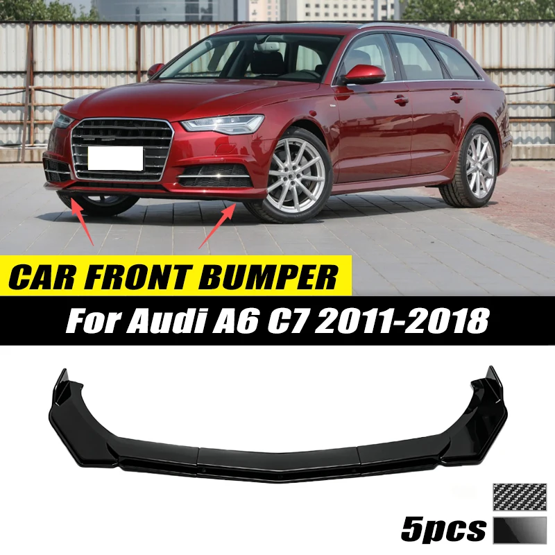 For Audi A6 C7 2011-2018 Front Bumper Lip Front Guard Spoiler High-quality ABS Material Body Kit Front Lip Accessories