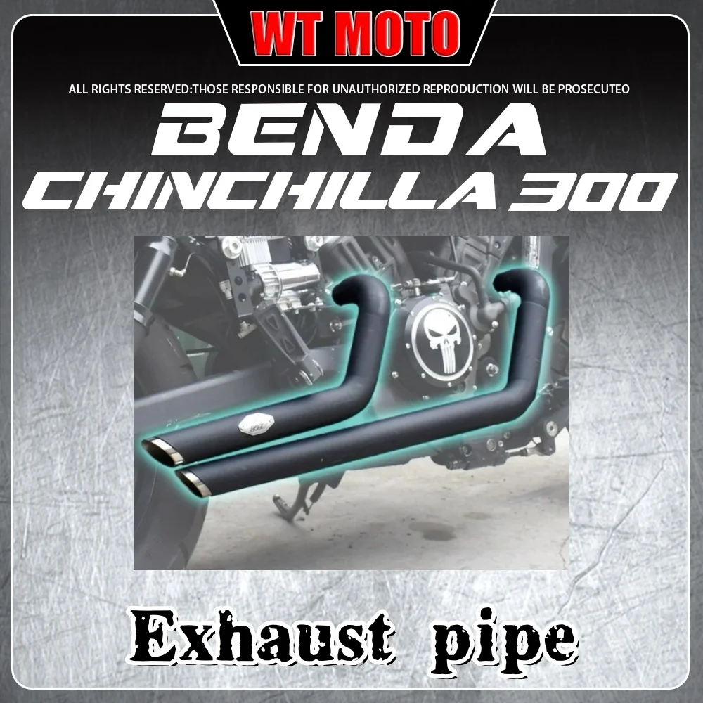 

Для BENDA ChinchiIIa 300 Harley VH выхлопная труба с двумя выходами и двумя выходами из нержавеющей стали, косая выхлопная труба, прямой глушитель