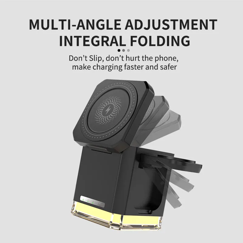 2025 Qi2 شاحن لاسلكي جديد مغناطيسي متعدد الوظائف 3 في 1 لهاتف آيفون 17 16 15 14 13 12 Pro Max Iwatch Airpods شاحن