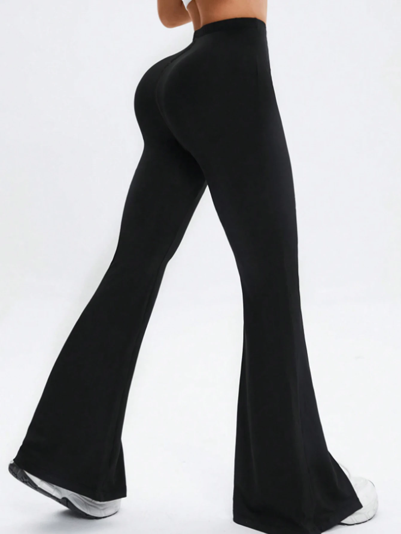 Minimally Designed Flared Pants with Slim Fit, Slit, High Elasticity, High Waist, Running, yoga, Sports, Fitness Pants