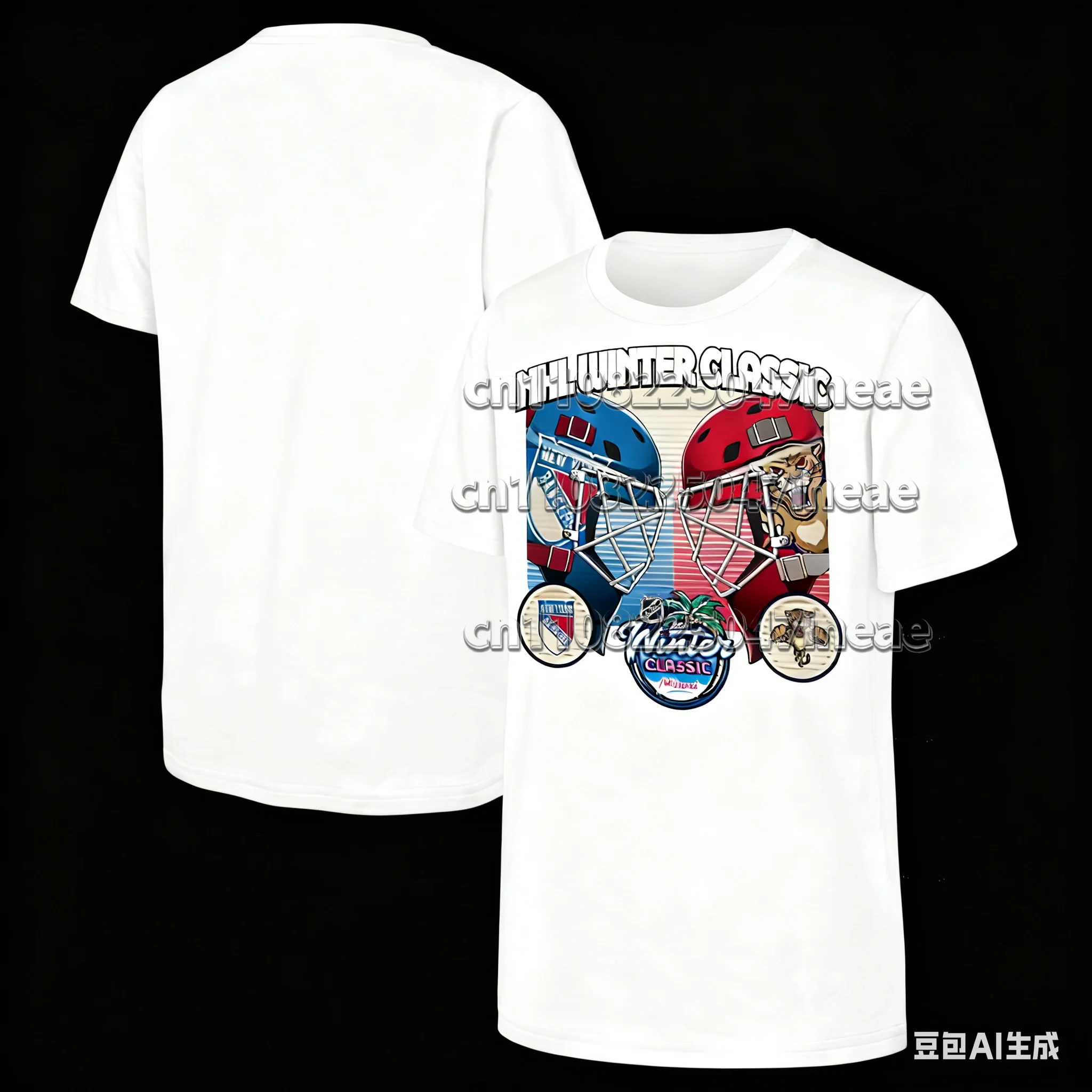 Fans Go Wild for Retro Style: تي شيرت كلاسيكي لخوذة الشتاء مع طباعة ثلاثية الأبعاد، قميص رياضي كاجوال فضفاض