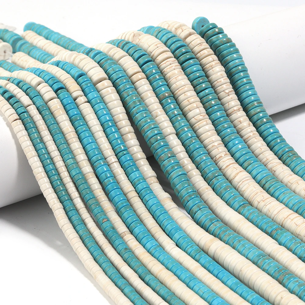 1String Natural Turquoises Stone Beads Blue or White Square Spacer Beads For Jewelry Making DIY Bracelets Necklace Accessories