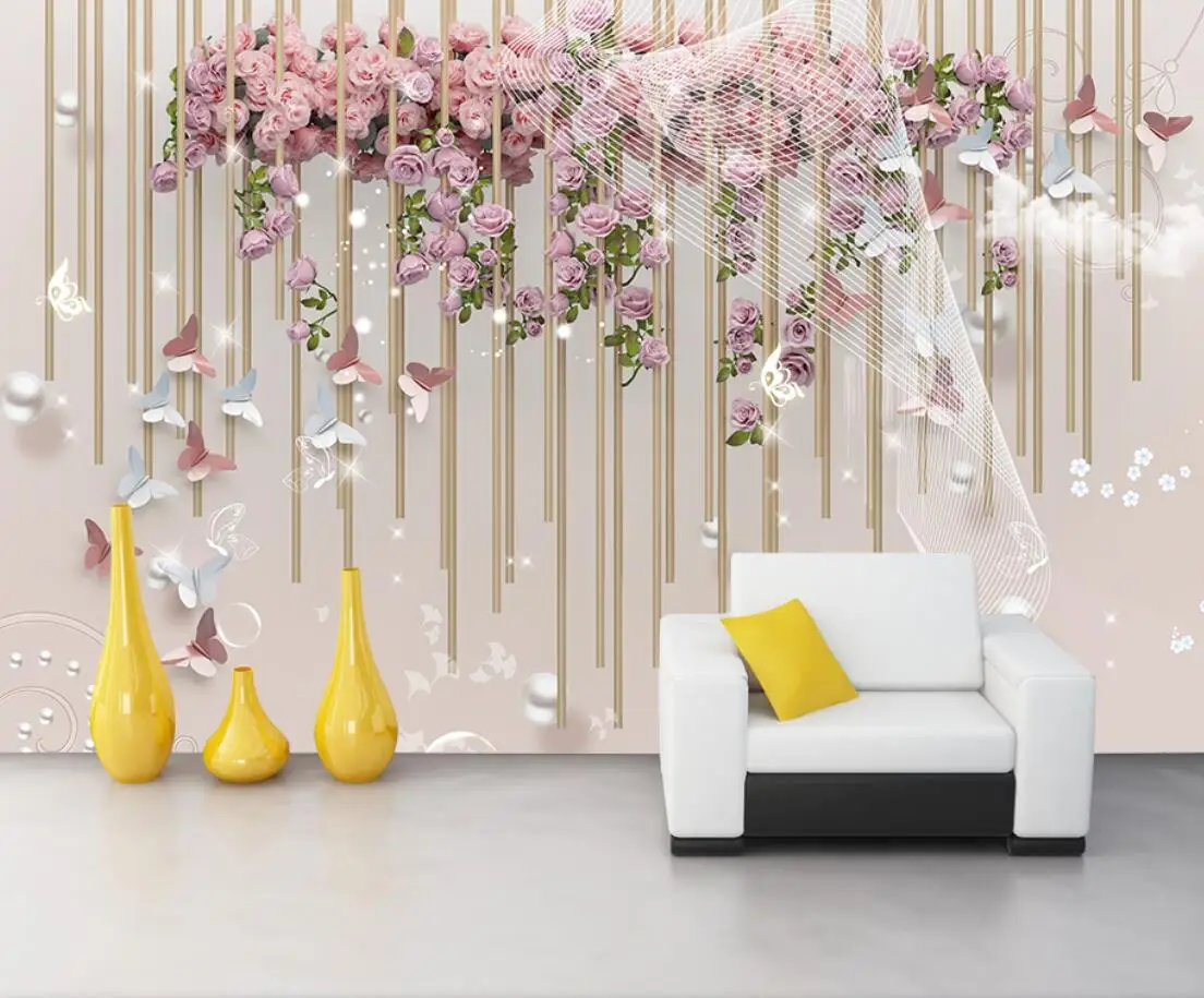 Customized wallpaper Nordic 3D relief flower butterfly photo background wall home decoration living room Wedding room wallpaper