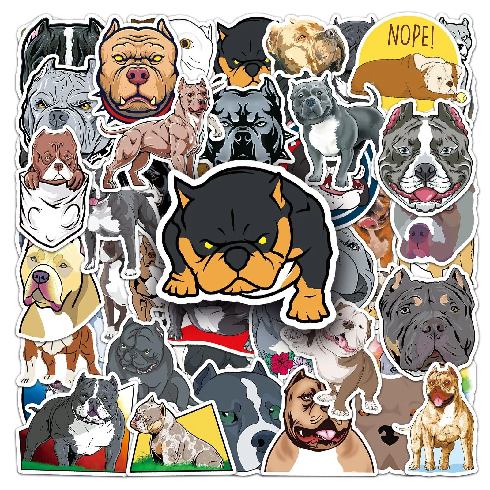 10/30/50PCS Cartoon Bully Dog Sticker Animal Graffiti iPad Luggage  Guitar Small Fresh Ins Wall Sticker Toy Decoration Wholesale