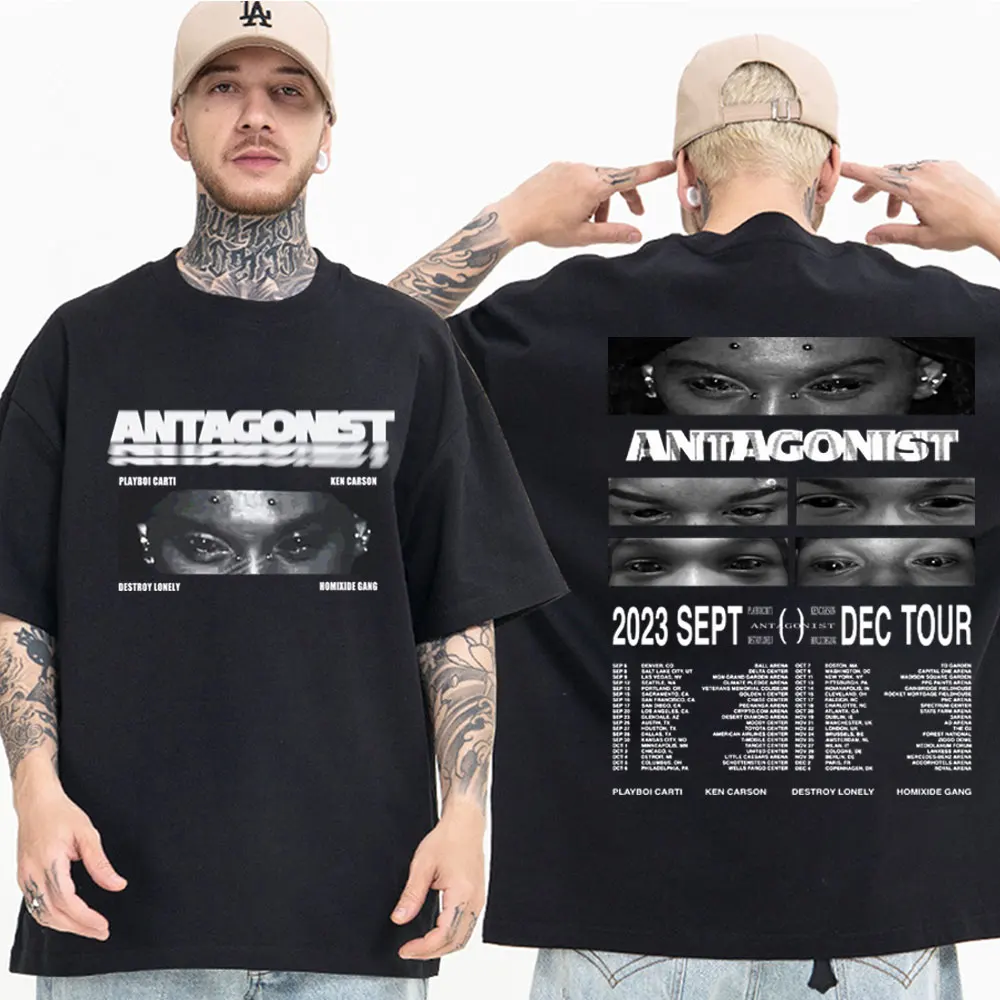 

Rapper Playboi Carti Antagonist 2023 Concert Tour T Shirt Men Women Hip Hop Vintage Oversized T-shirt Street Fashion Rock Tees