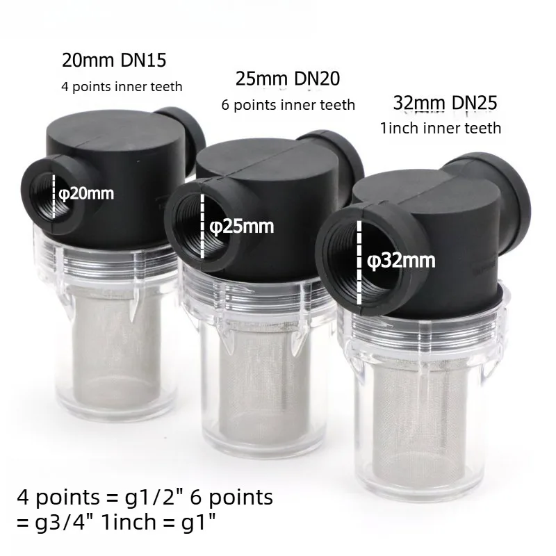 

Transparent Water Pipe Filter Plastic Filter Cup Pipeline Filter Stainless Steel Mesh 1/2" 3/4" 1" Home/Industrial Universal