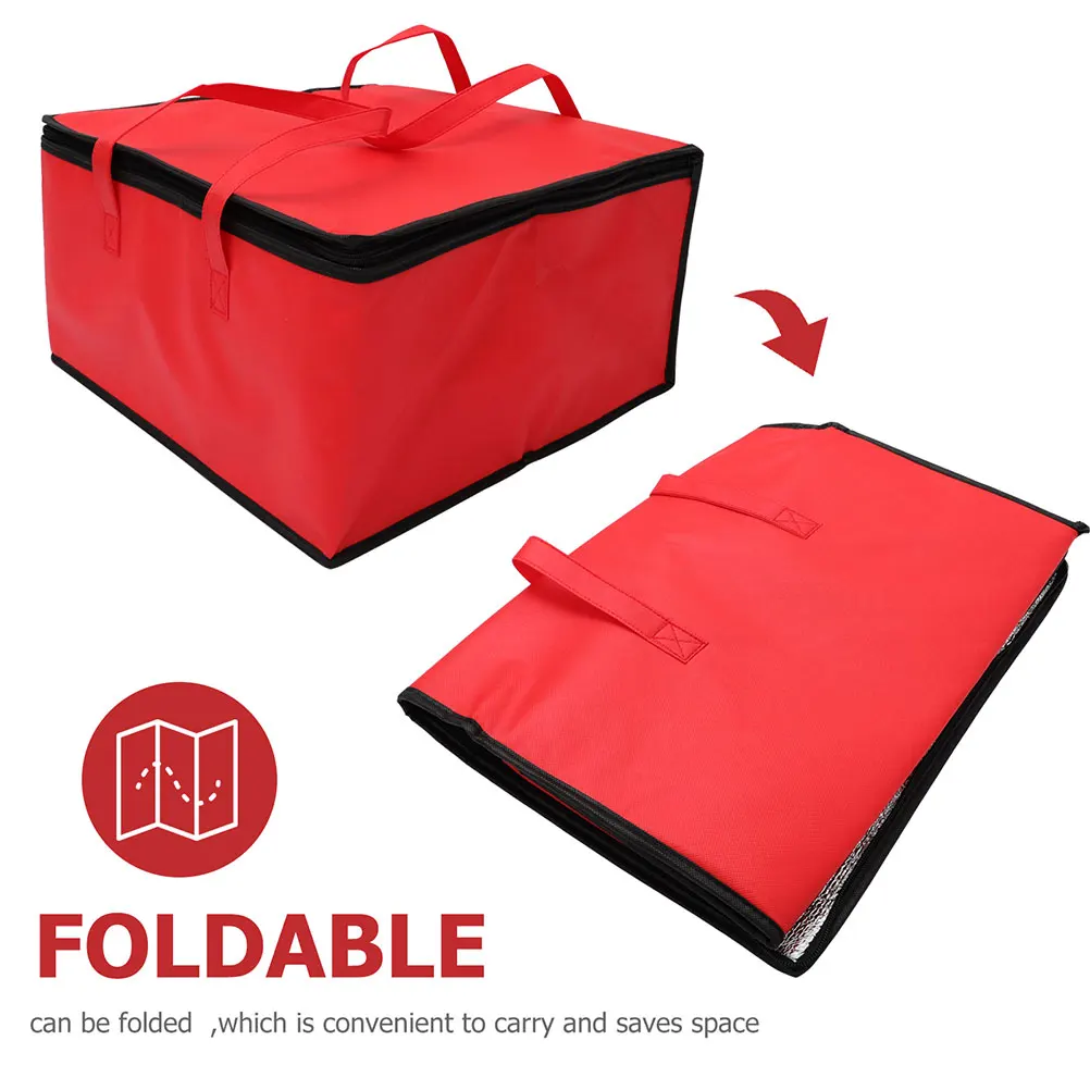 

1pc Food Storage For Picnic Insulated Picnic Simple Cooler Home Food Reusable Cooler Bag Storage Bag Take-Out Packing Red