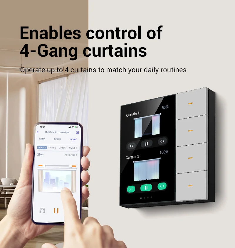 3.5 inch 4 gang relay smart light switch screen with tuya mobile APP 86 type Tuya zigbee switch smart home