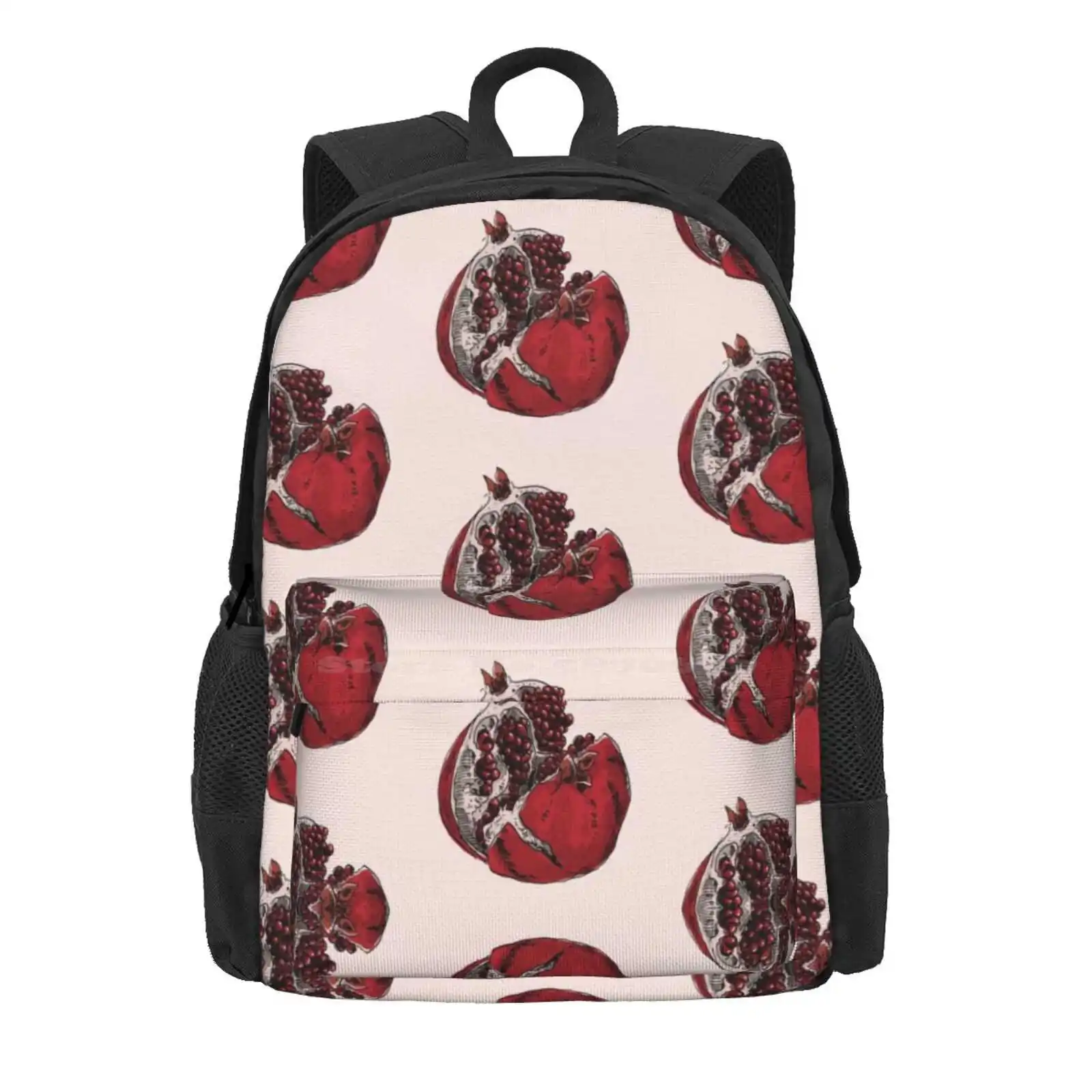 Pomegranate Drawing Hot Sale Schoolbag Backpack Fashion Bags Pomegranate Fruit Split Open Ripe And Pen And Ink Sketch Hand