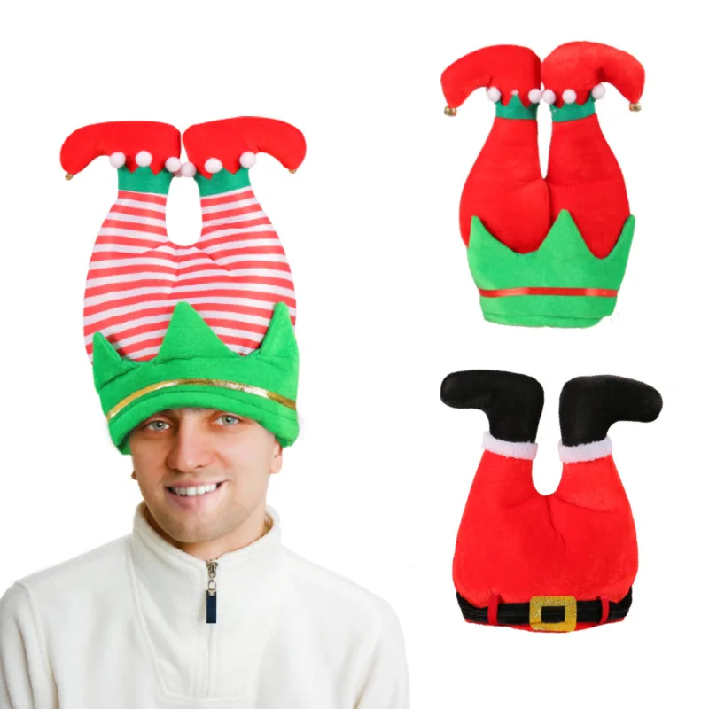 New Christmas Creative Elf Trouser Leg Hat Party Decoration Hat Green Hair Monster Hat Christmas Hat