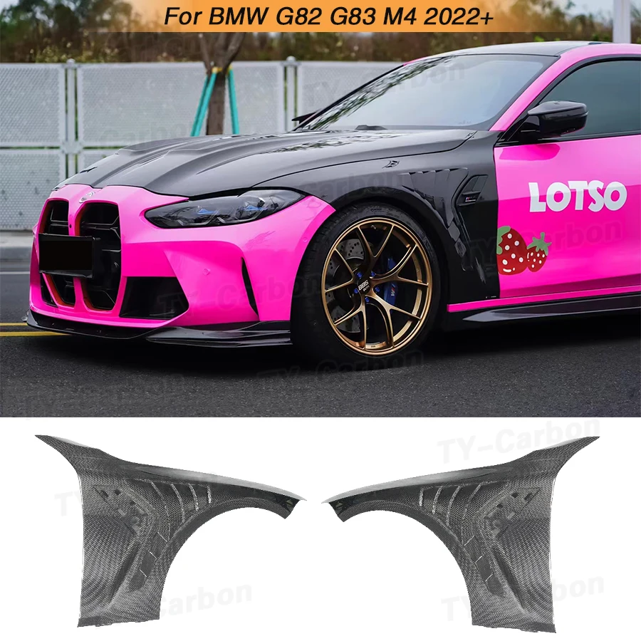 Dry Carbon Fiber Replacement Side Fender Cover For BMW G82 G83 M4 2021-IN TY Style Side Fender Air Intake Vents Cover Trim