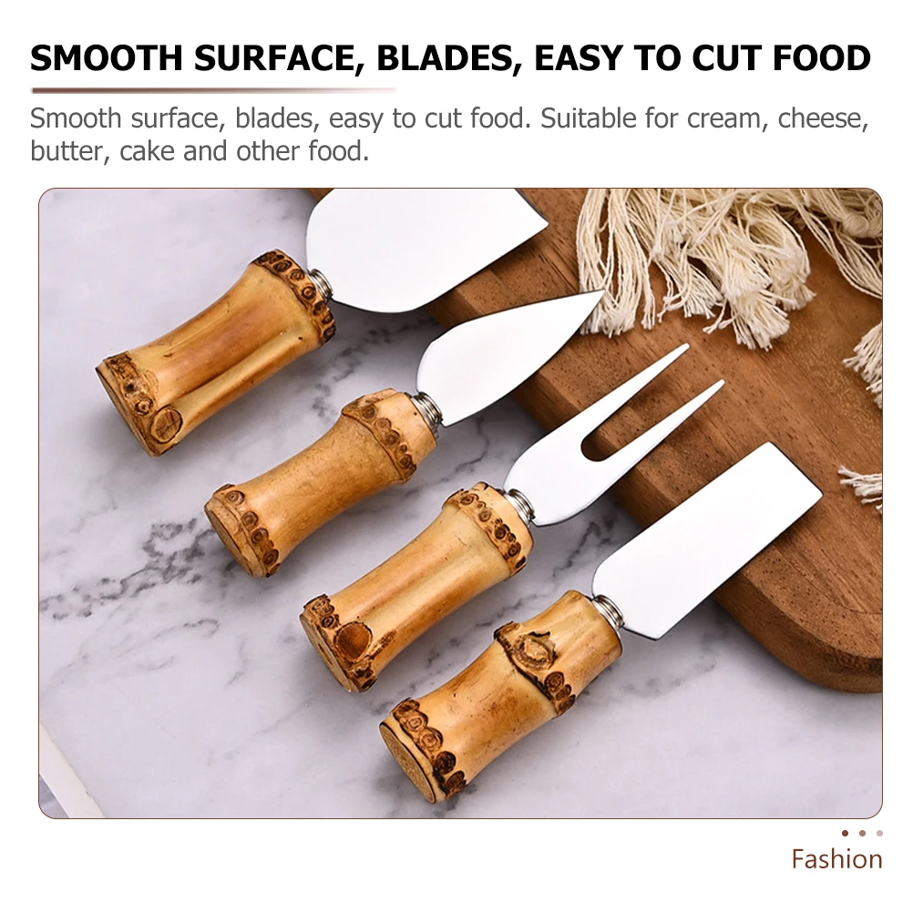 

Cheese Knife Set Reusable Fork Stainless Steel Spatula Small Tools Food Store Bamboo H Professional Kitchen Multi
