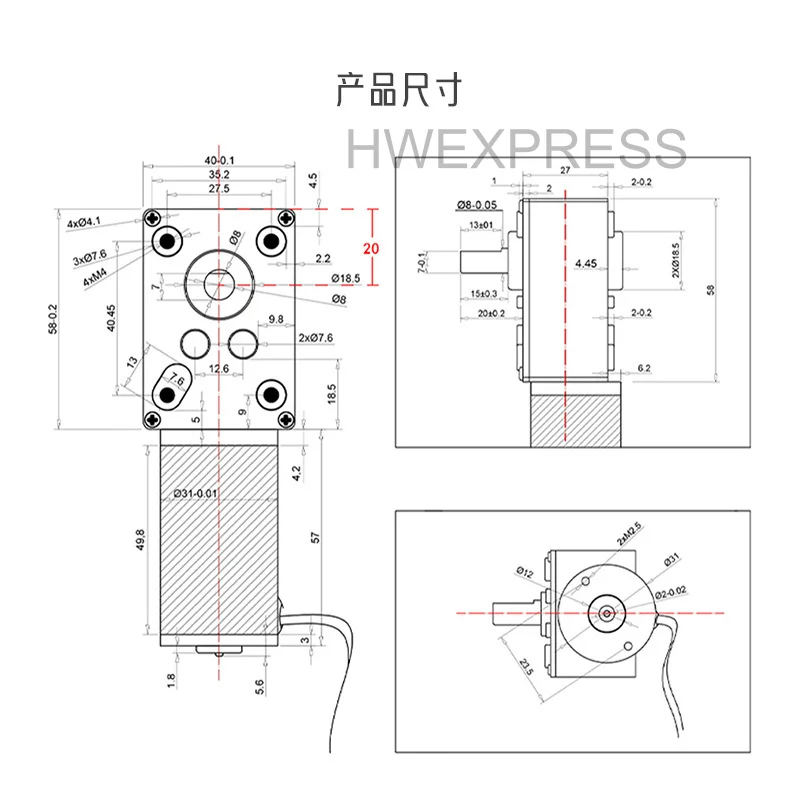 31ZYPermanent Magnet Worm Gear Motor12V24VSuper Forte Auto-travamento Forward e Reverse Switch Motor Brushless