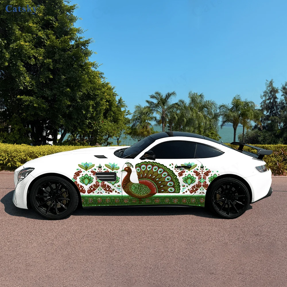 

Красочная боковая наклейка автомобиля в виде павлина, водонепроницаемая ПВХ-наклейка, устойчивая к царапинам, защита автомобиля, автоаксессуары в подарок