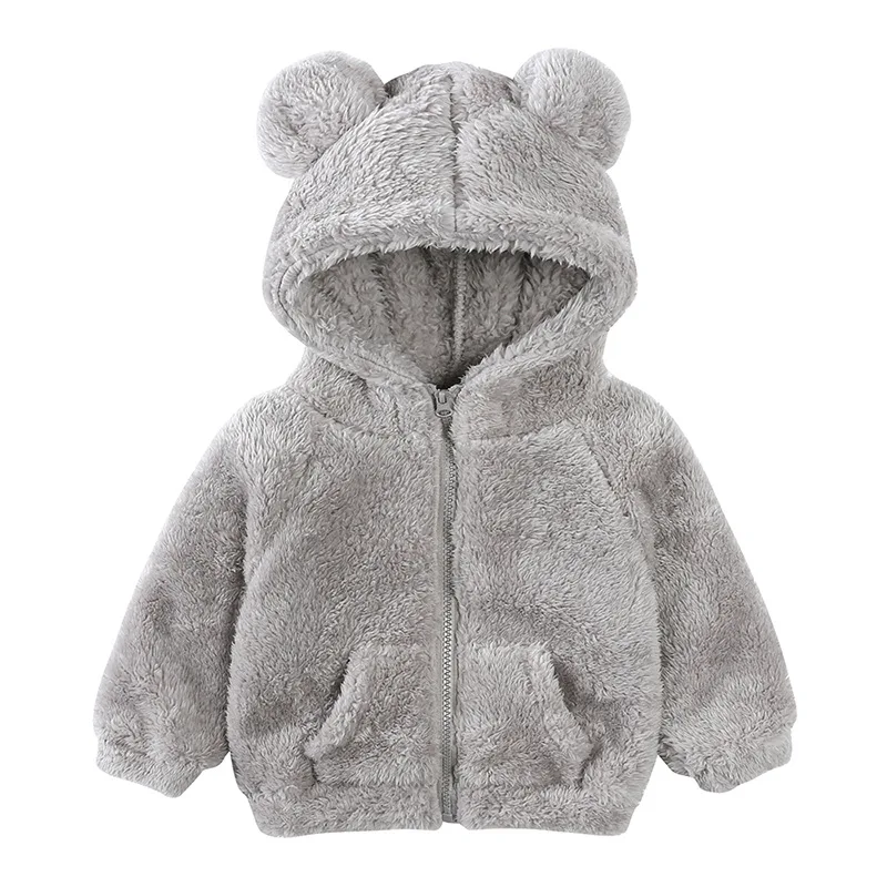 Children jacketet autumn and winter plush warm Korean version 0-7 years old boys girls casual hooded coat fashion Kids clothing