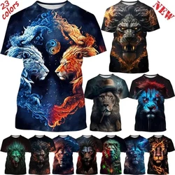 Novelty Pattern Lion Shirt 3D Printed T-shirt Men Women Breathable Short Sleeve Comfy Clothes Streetwear Baggy Tshirt Tees Top