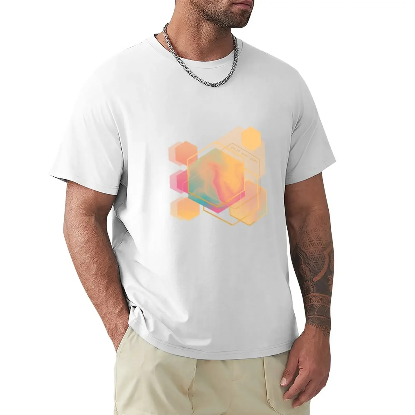 build your power dreamy geometric hexagons T-Shirt oversized Blouse T-shirts men cotton Graphic Streetwear Short Sleeve Birthday