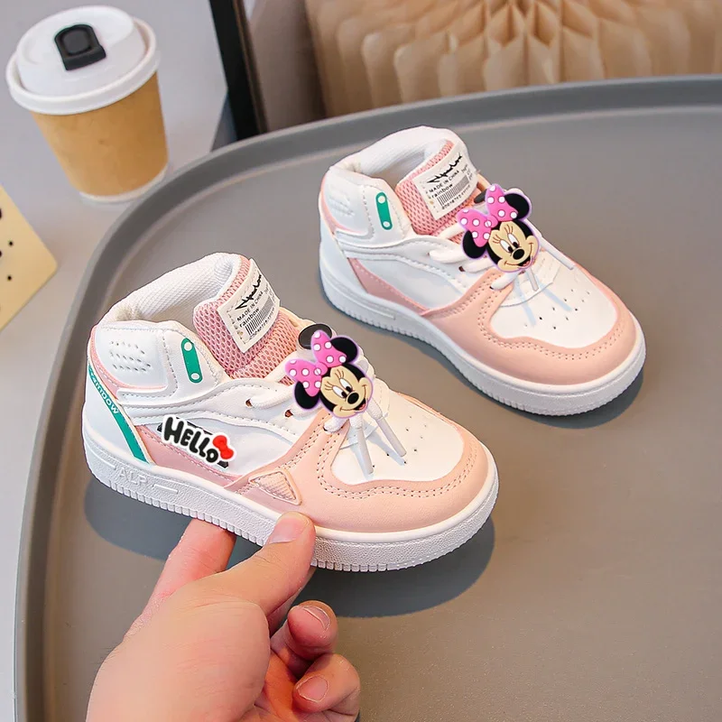 

Stitch Mickey Mouse Kids Board Shoes Disney Spring fall Boy Girl Color-Block Fashion High Top Comfortable Running Shoes Sneakers