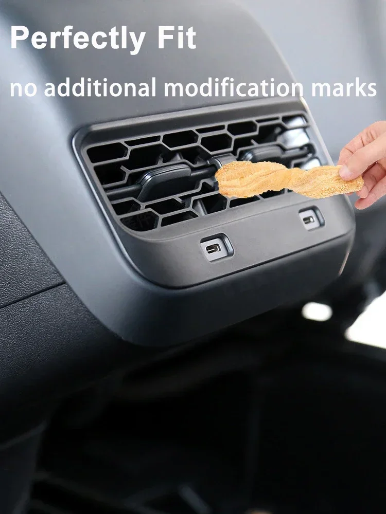 

For Tesla Model 3 Y Rear Vent Cover Anti-Kick Dustproof Protector OEM Color-Matched Secure Fit Interior Accessories 2020-2024