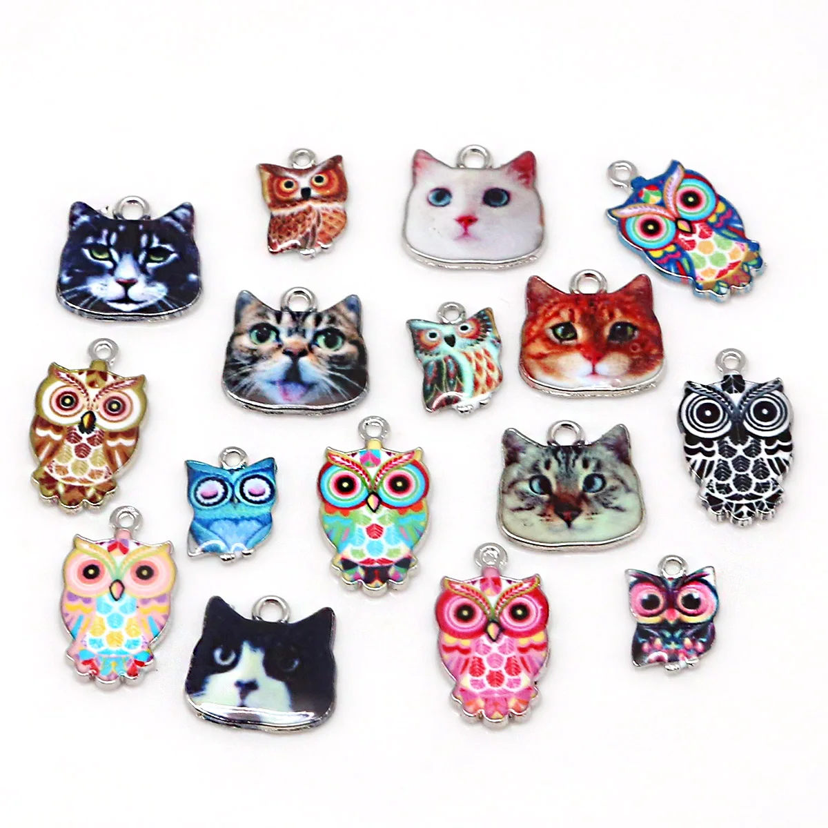 

4/6PCS Mix Alloy Pendant Japanese Doll Enamel Owl Animals Charms for DIY Bracelet Earrings Charms Jewelery Pendants Accessories