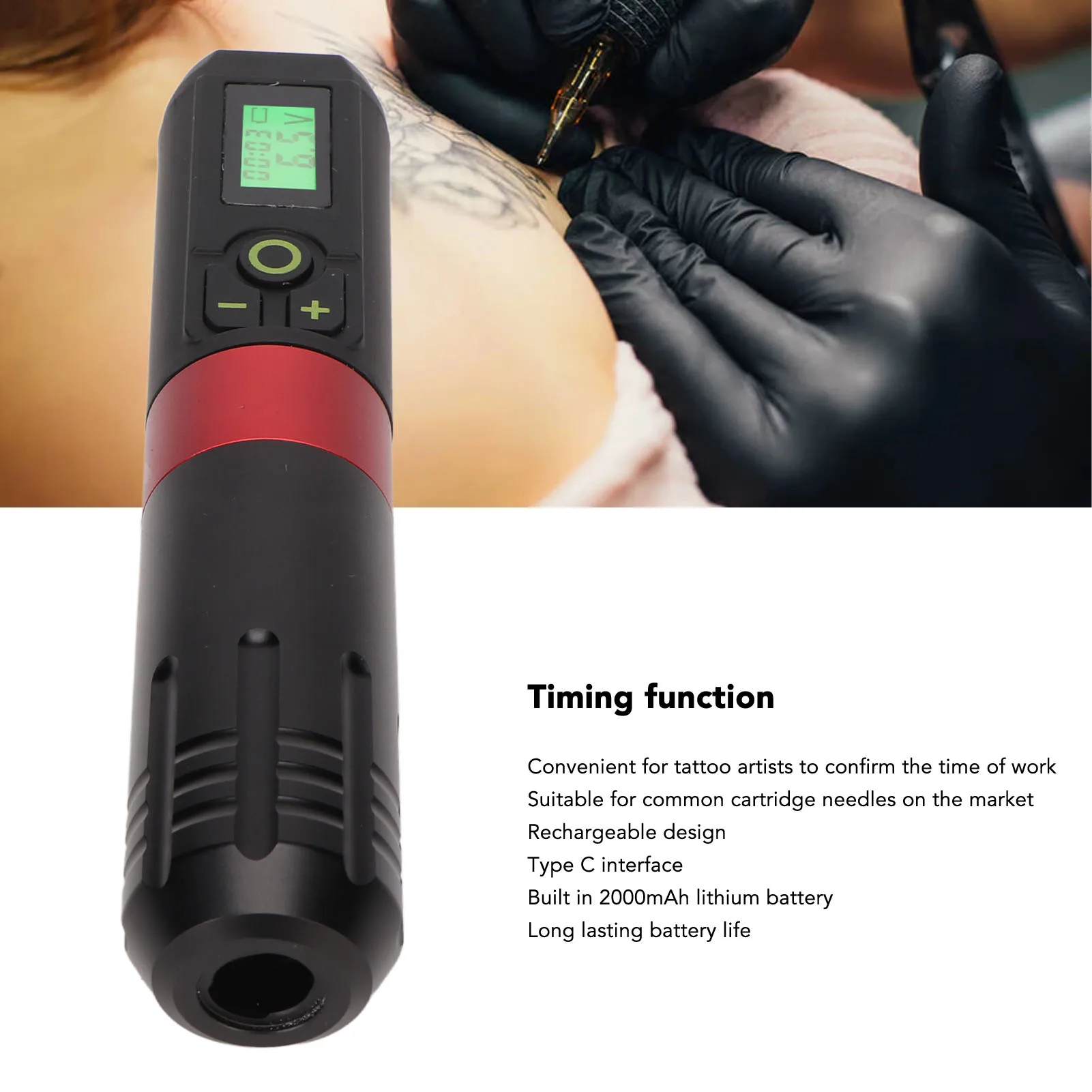 

LED Tattoo Pen Wireless Rotary Tattoo Pen LED Display 2000mAh Liner Shader Timing Function Rechargeable Cartridge Tattoo Machine