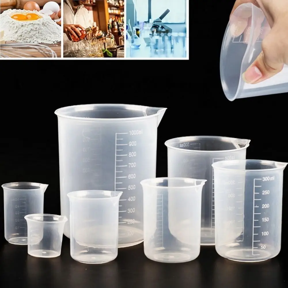 Portable 1PC Thickened Stackable with Scale Plastic Beaker Measuring Cup Mixing Cups Graduated Cylinder
