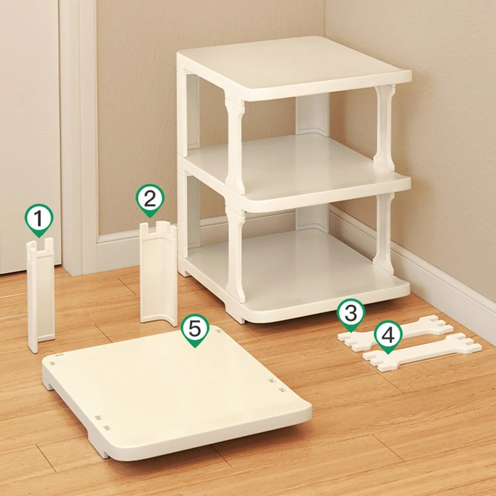 Multi Layer White Shoe Rack 3 Tier Slim Design Space Saving PP Shelf For Apartment Entryway Corridor Small Room Storage