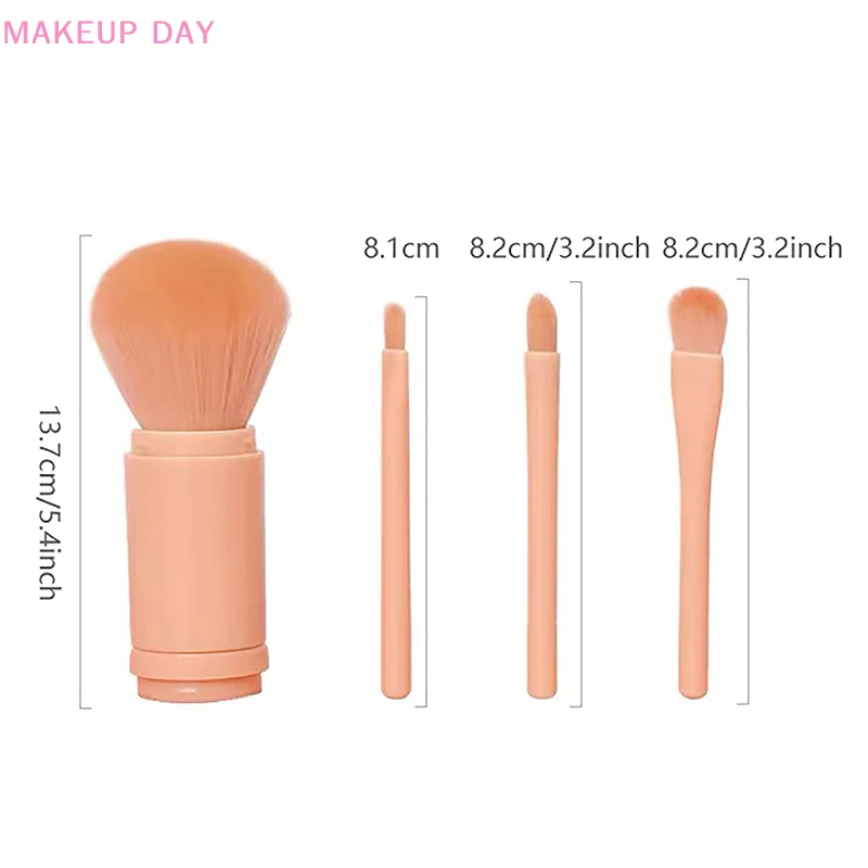 4 In 1 Telescopische Make-Up Borstel Draagbare Reis Make-Up Borstels Set Oogschaduw Losse Poeder Mini Make-Up Borstel Schoonheid Tools