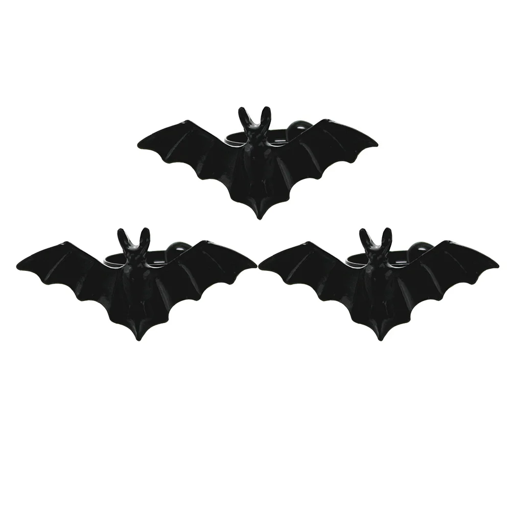 3 pcs Rings Black Plastic Halloween Bat Rings For Party Favors Decor Kids Adults Halloween Party Accessory Costume Accessory