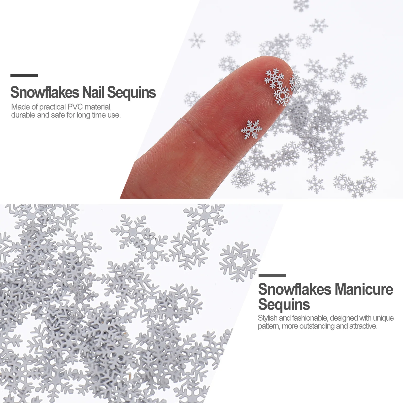 

3 Boxes Snowflakes Nail Sequins Christmas Stickers Decoration Flash White Metal
