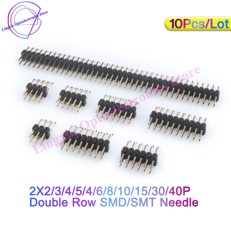 2.54MM spacing SMT horizontal patch double row pin header 2*2/3/4/5/6/7/8-40P horizontal patch pin header