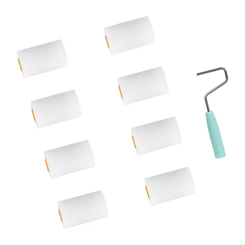 LX0C 9pcs Paint Roller set Mini Foam Rollers Upgrades for Detailed Work & Small Areas