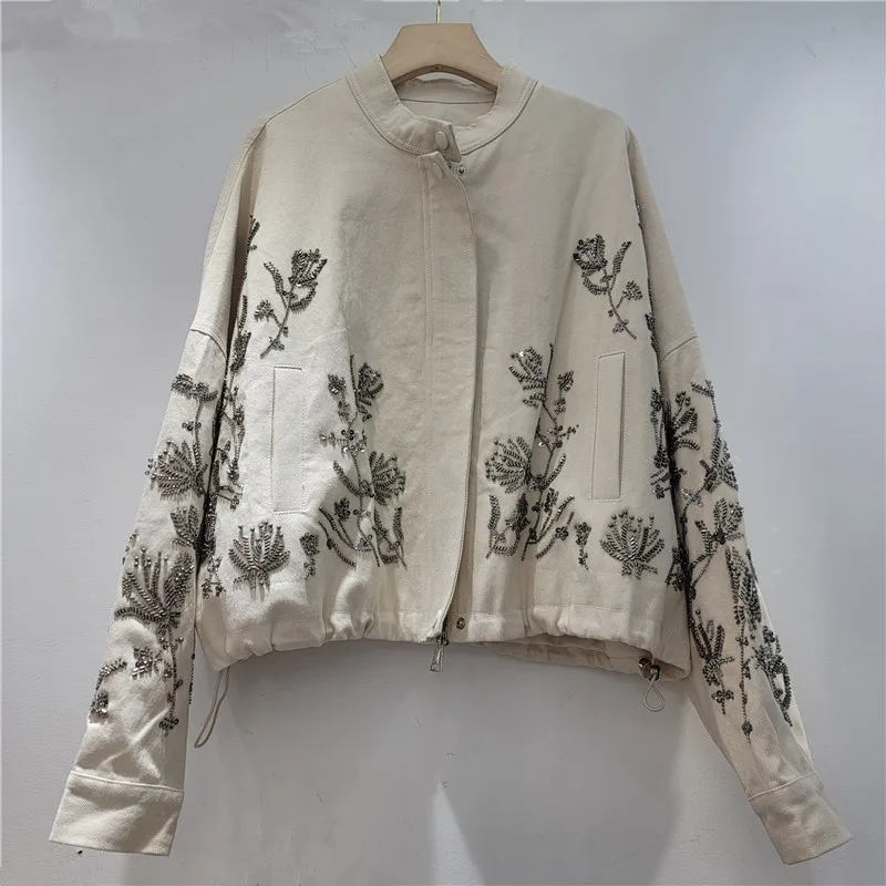 Bedruckte Jacken für Damen Kurze Jacke Langarm Gespleißte Reißverschluss-Jacke Cardigan Lässiger Stehkragen Mantel Streetwear Y2k Herbst 2026