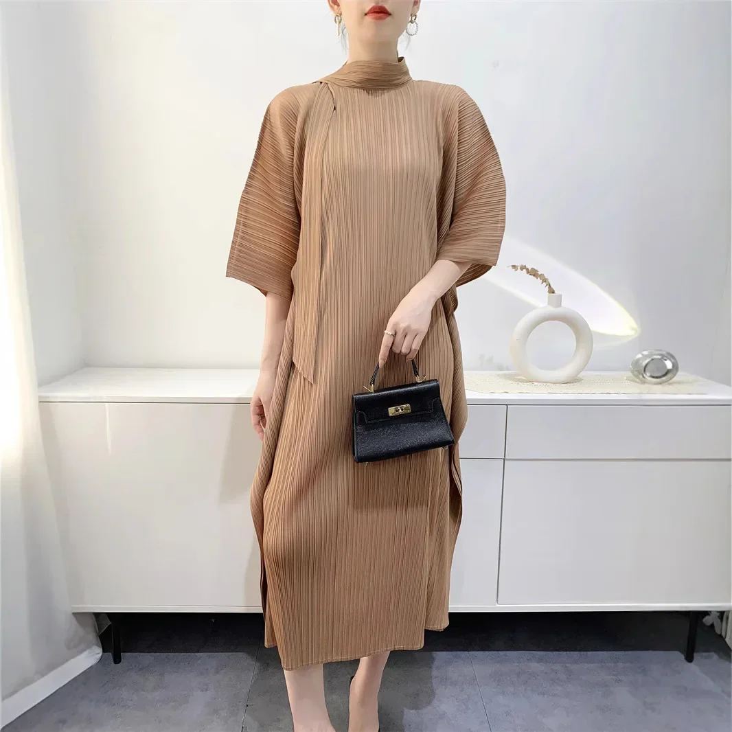 Pleats Pleated Dress 2025 Spring Summer New Commuter Pure Color Dress Women's High Sense Age Reduction Loose Pleated Skirt