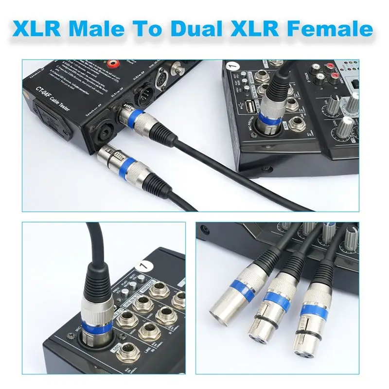 B76B 5Pack 1.6FT XLR Female to Dual XLR Male Y Splitter Cable XLR Splitter 1 Female to 2 Male for Micphone Mixer